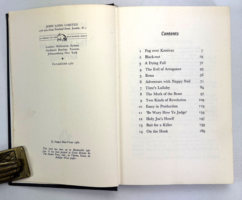 The Killings on Kersivay, Angus MacVicar, John Long Limited, 1962