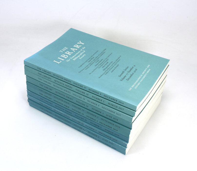 The Library; The Transactions of the Bibliographical Society, 10 Issues, Seventh Series 2016-2020