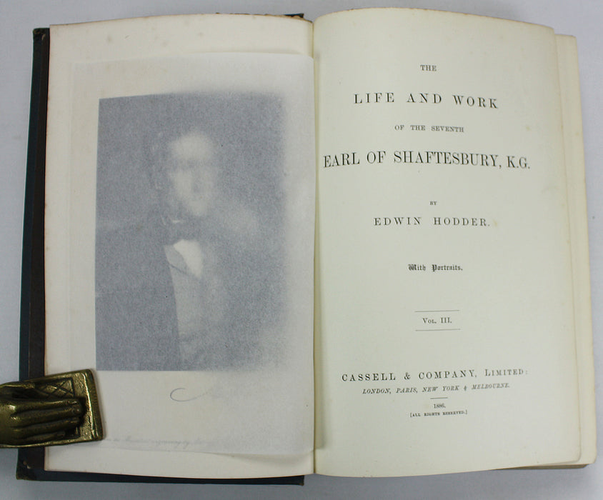 The Life and Work of the Seventh Earl of Shaftesbury, K.G., Edwin Hodder, 3 Volume set, 1886