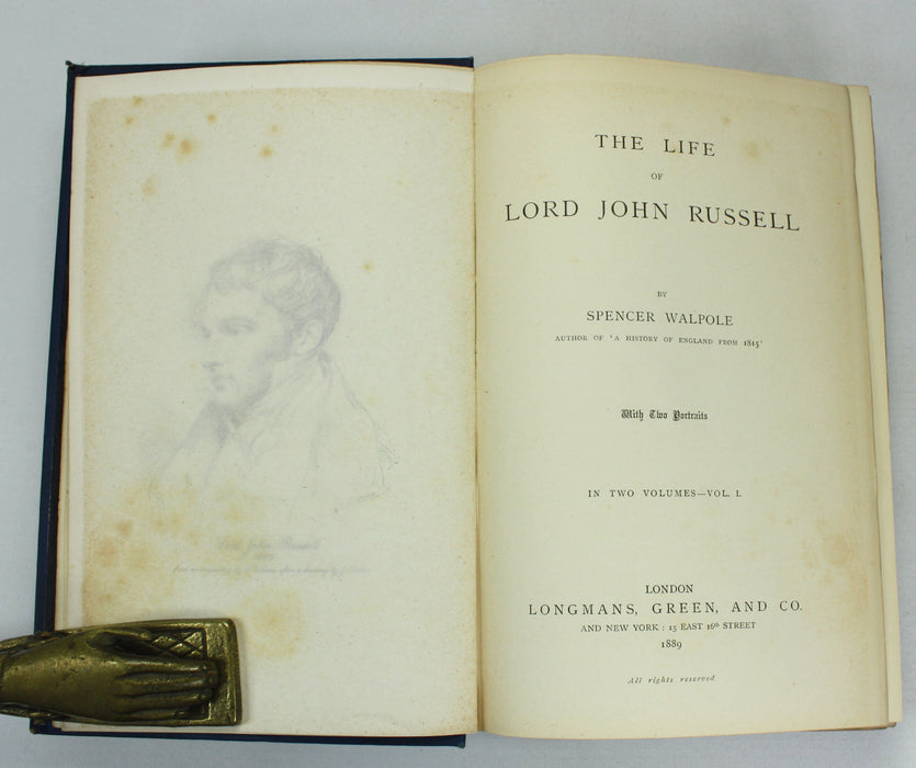 The Life of Lord John Russell, Spencer Walpole, 1889. From the Library of Winston Churchill & Randolph S. Churchill