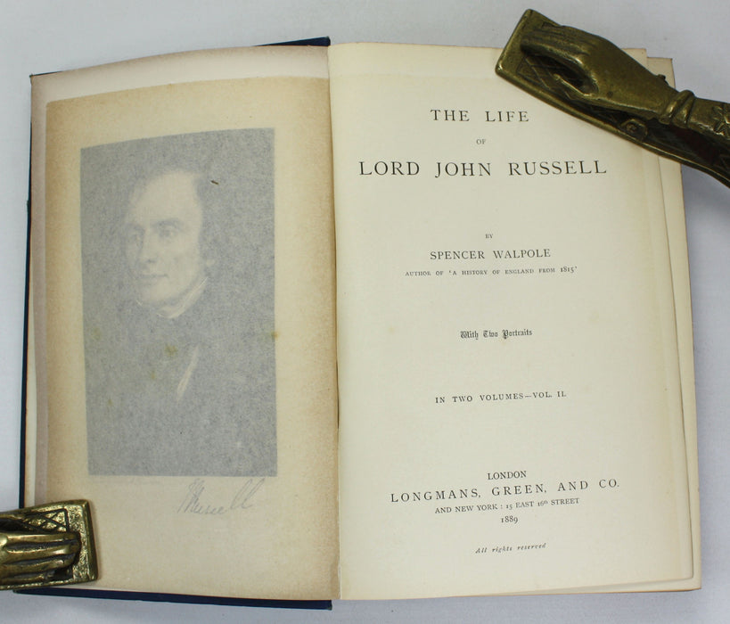 The Life of Lord John Russell, Spencer Walpole, 1889. From the Library of Winston Churchill & Randolph S. Churchill