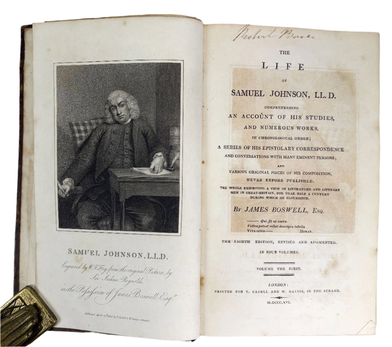 The Life of Samuel Johnson Comprehending an Account of his Studies, and Numerous Works, James Boswell, In Four Volumes, Cadell & Davies, 1816