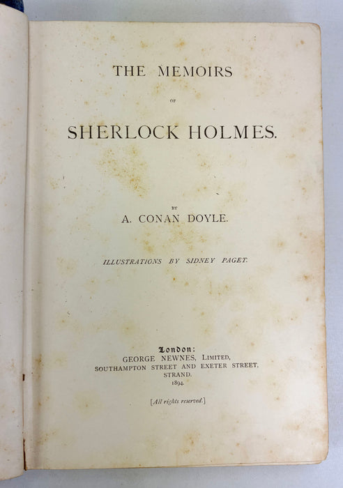The Memoirs of Sherlock Holmes, Arthur Conan Doyle, 1894 first edition