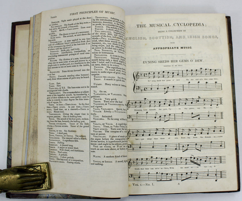 The Musical Cyclopedia, Being A Collection of English, Scottish, and Irish Songs; with Appropriate Music, James Wilson, 1834. With unique hand-drawn restoration.