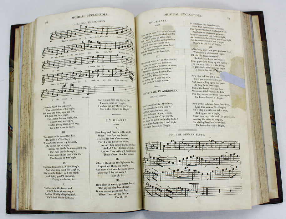 The Musical Cyclopedia, Being A Collection of English, Scottish, and Irish Songs; with Appropriate Music, James Wilson, 1834. With unique hand-drawn restoration.