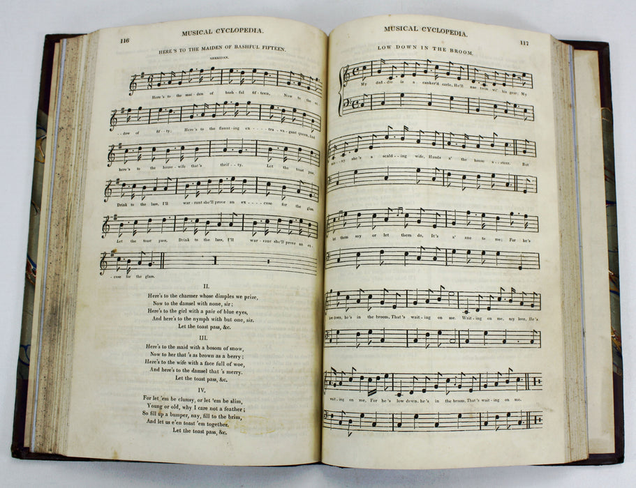 The Musical Cyclopedia, Being A Collection of English, Scottish, and Irish Songs; with Appropriate Music, James Wilson, 1834. With unique hand-drawn restoration.