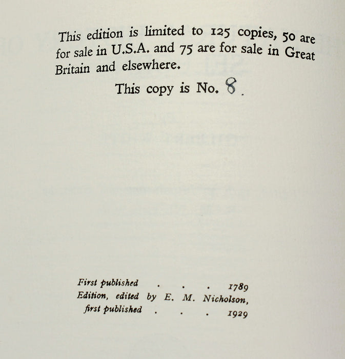 The Natural History of Selborne, Gilbert White, Illustrated by Eric Dalglish, Thornton Butterworth, numbered limited edition with extra signed plate, 1929