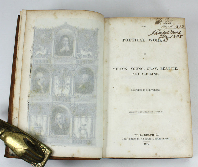 The Poetical Works of Milton, Young, Gray, Beattie, and Collins, Philadelphia 1831