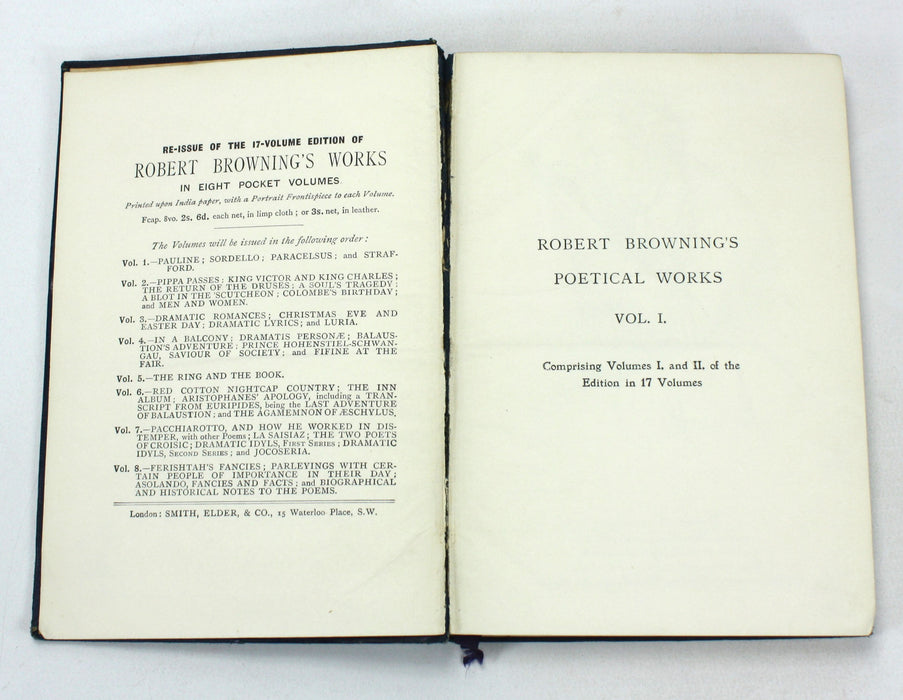 The Poetical Works of Robert Browning, 8 Book set, 1902, Smith, Elder, & Co