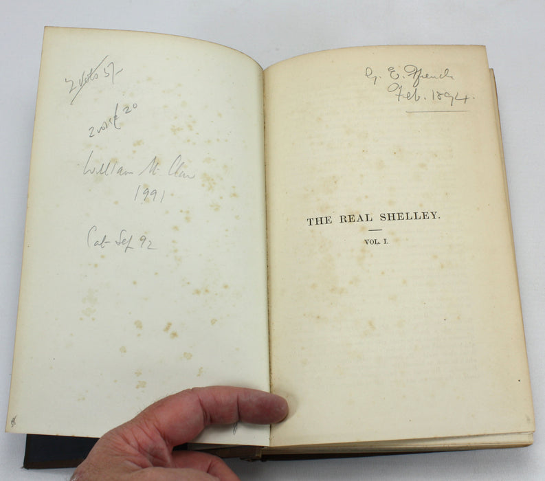 The Real Shelley; New Views on the Poet's Life, John Cordy Jeaffreson, 2 Vols, 1885