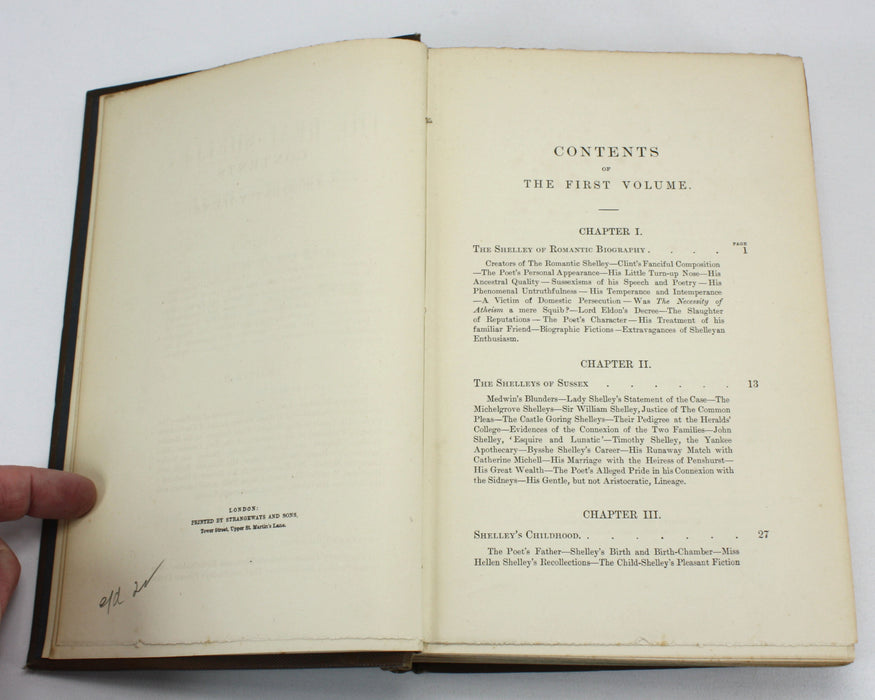 The Real Shelley; New Views on the Poet's Life, John Cordy Jeaffreson, 2 Vols, 1885