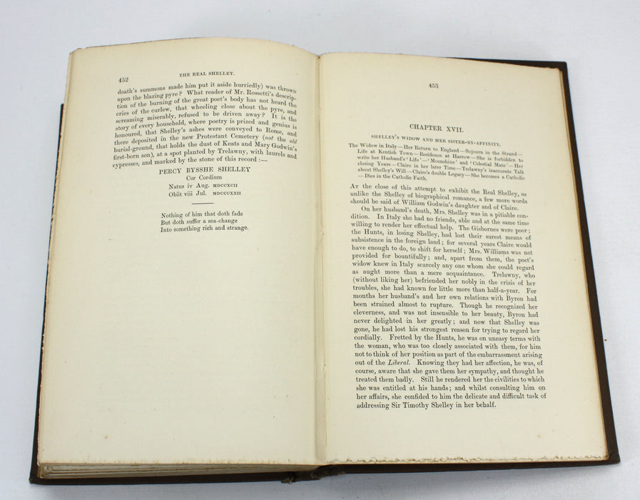 The Real Shelley; New Views on the Poet's Life, John Cordy Jeaffreson, 2 Vols, 1885