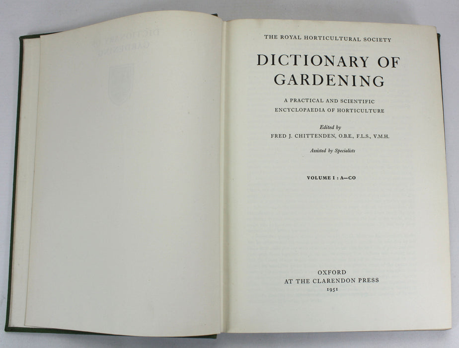 The Royal Horticultural Society Dictionary of Gardening, Fred J. Chittenden, Oxford, at the Clarendon Press, 1951, 4 Vols.