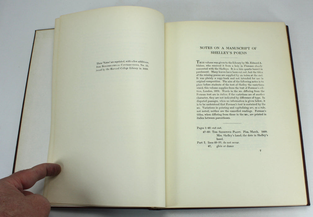 The Shelley Notebook in the Harvard College Library, George Edward Woodberry, 1929 (1978 facsimile Reprint)