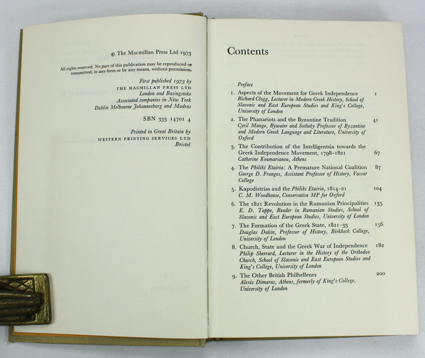 The Struggle for Greek Independence, Richard Clogg, Macmillan, 1973, Review Copy