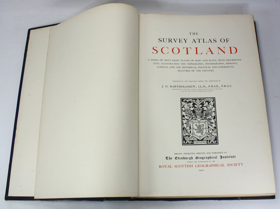 The Survey Atlas of Scotland, J.G. Bartholomew, Edinburgh Geographical Institute, Royal Scottish Geographical Society, 1912