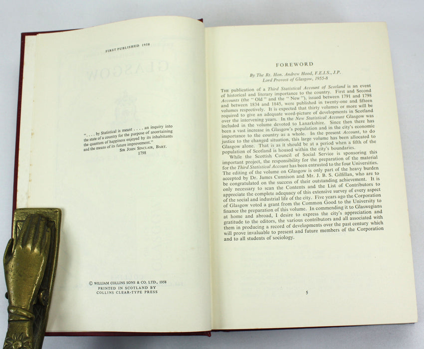 The Third Statistical Account of Scotland; Glasgow, J. Cunnison and J.B.S. Gilfillan, 1958
