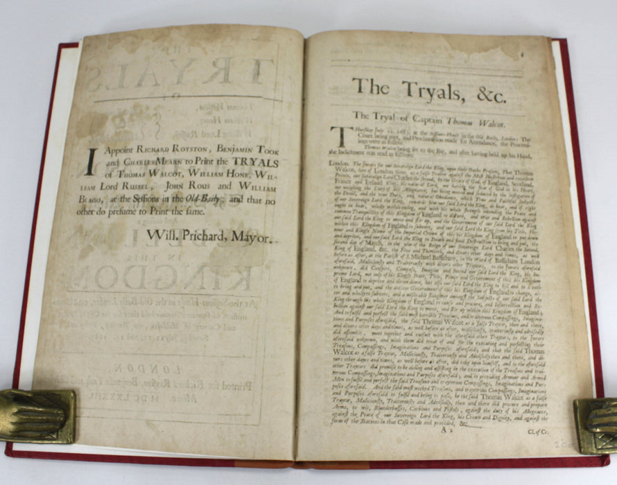 The Tryals of Thomas Walcot, William Hone, William Lord Russell, John Rous & William Blagg, for High-Treason, for Conspiring the Death of the King, and Raising a Rebellion in this Kingdom, 1683