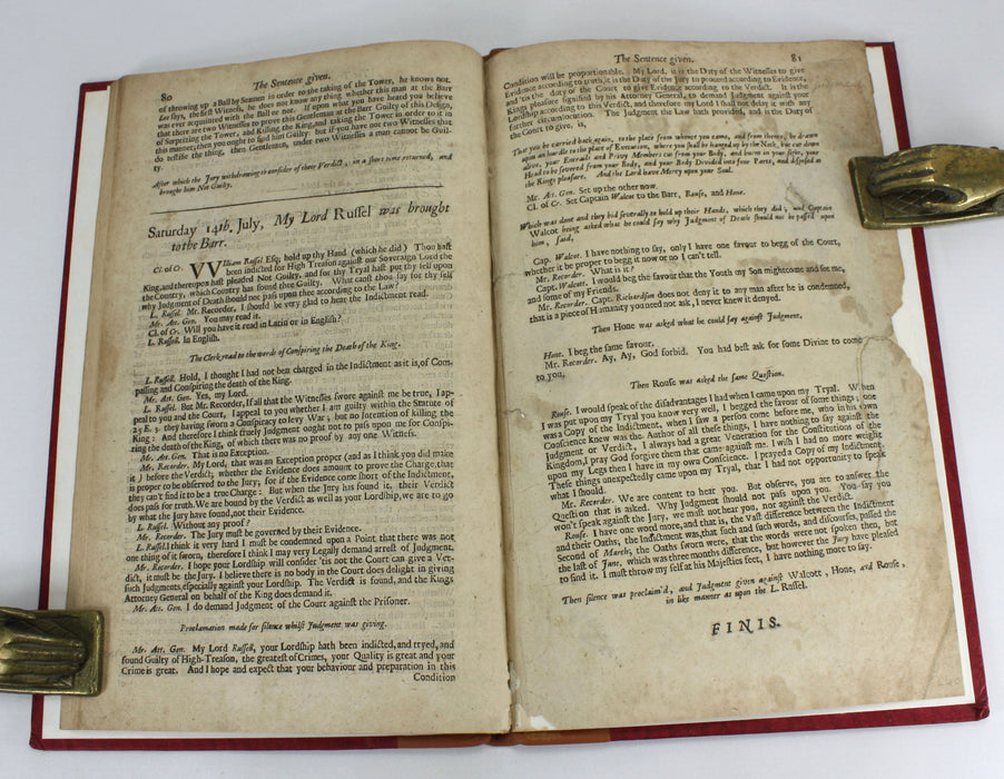 The Tryals of Thomas Walcot, William Hone, William Lord Russell, John Rous & William Blagg, for High-Treason, for Conspiring the Death of the King, and Raising a Rebellion in this Kingdom, 1683