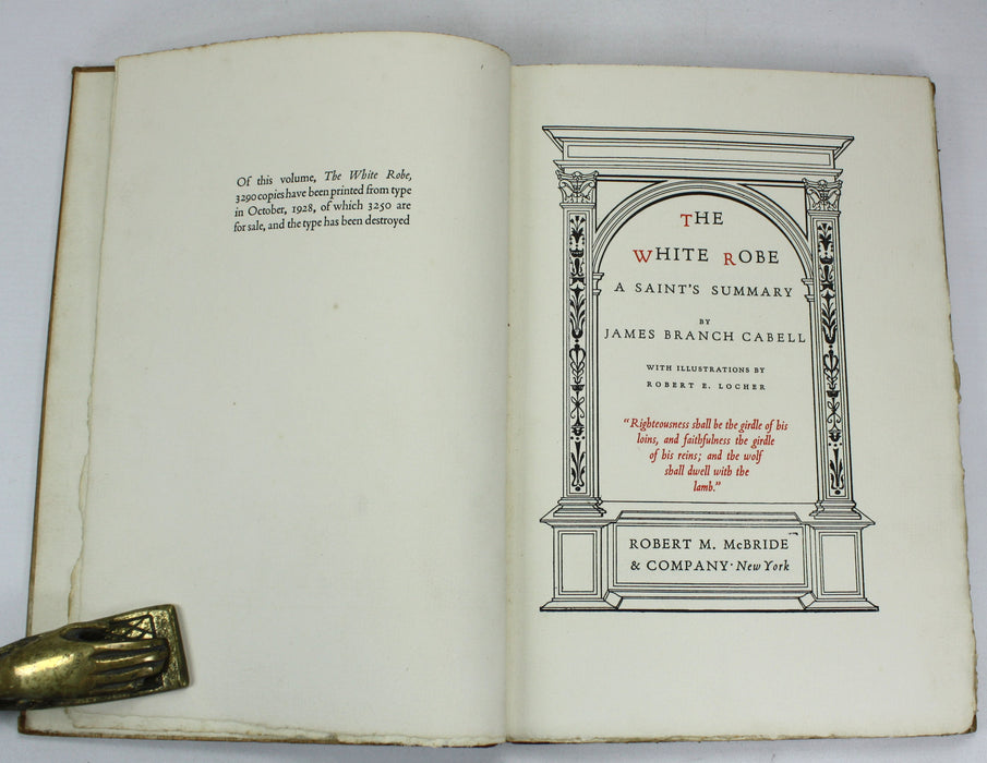 The White Robe; A Saint's Summary, James Branch Cabell, 1928, Limited edition. Illustrated by Robert E. Locher