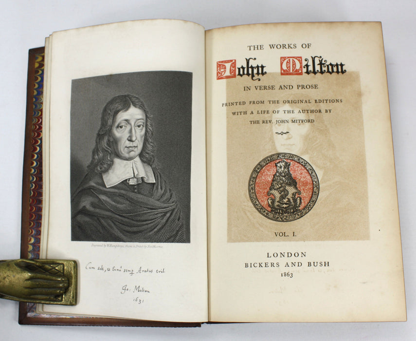 The Works of John Milton in Verse and Prose, Rev. John Mitford, 1863. 8 Volumes complete.