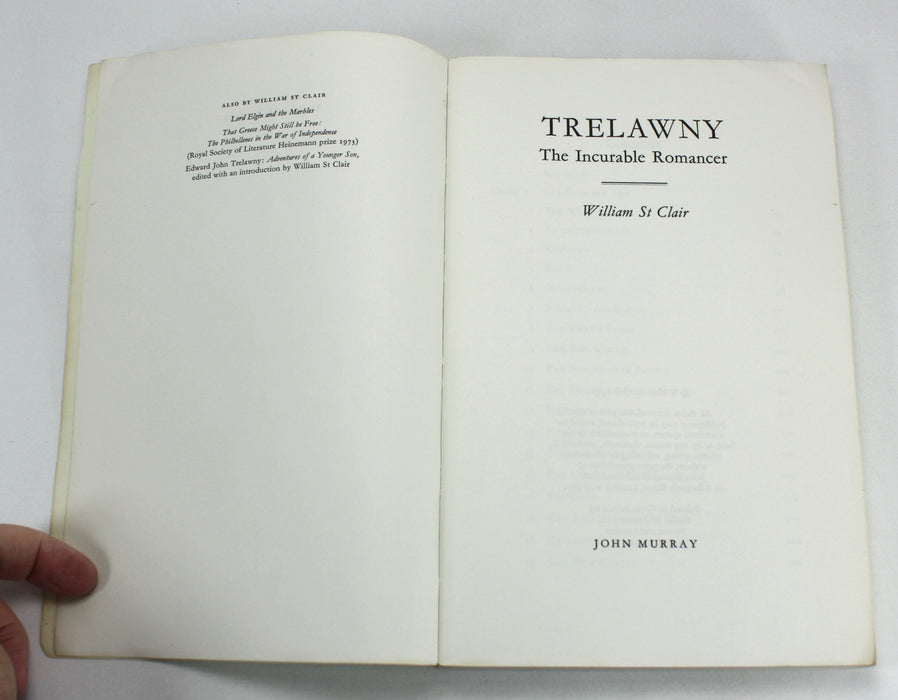 Trelawny; The Incurable Romancer, by William St Clair. Author's signed proof copy.