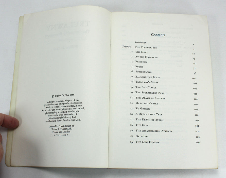 Trelawny; The Incurable Romancer, by William St Clair. Author's signed proof copy.