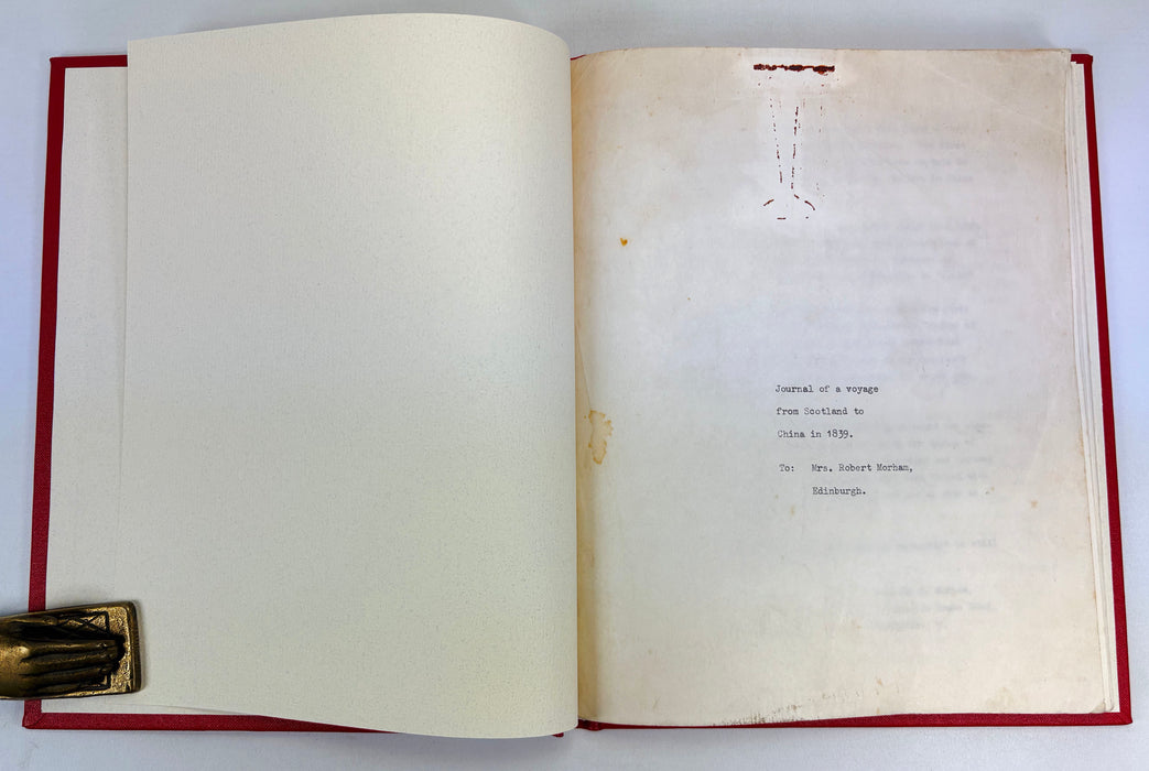 Unpublished Typescript; Journal of a Voyage from Scotland to China in 1839, by Agnes Paterson