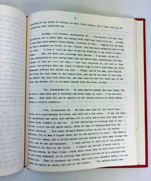 Unpublished Typescript; Journal of a Voyage from Scotland to China in 1839, by Agnes Paterson