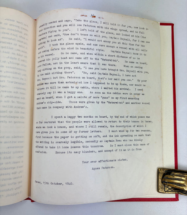 Unpublished Typescript; Journal of a Voyage from Scotland to China in 1839, by Agnes Paterson