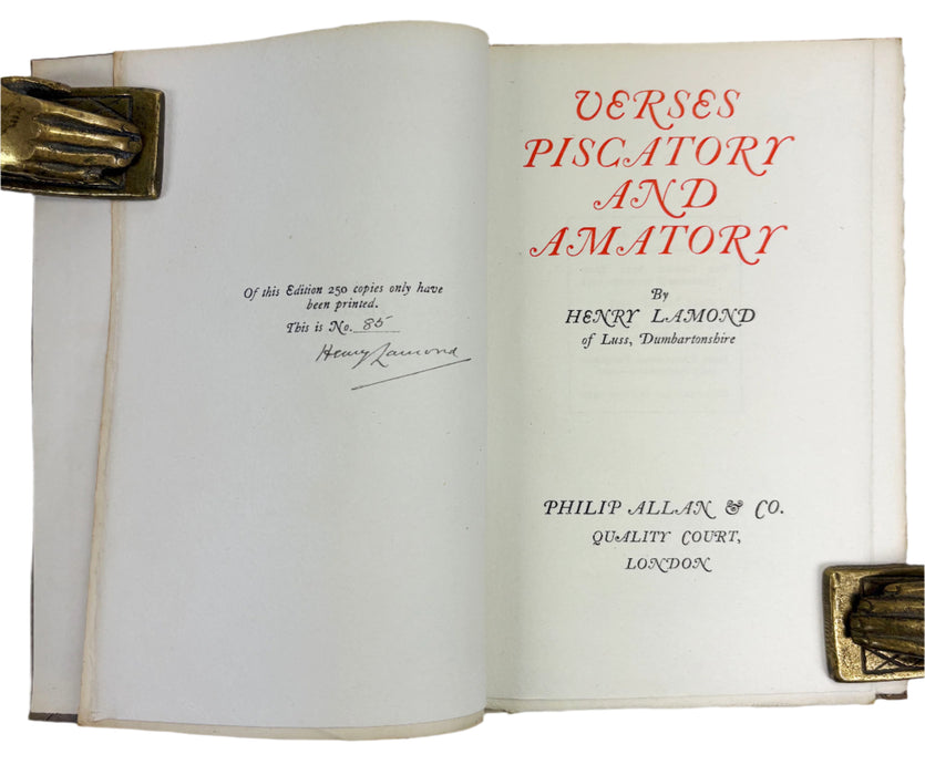 Verses Piscatory and Amatory, 1924, by Henry Lamond, Signed, numbered, limited edition 85/250