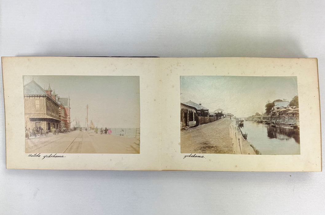 Vintage 19th Century Japanese Photo Album with 50 Hand Tinted Albumen Prints, 14cm x 9cm
