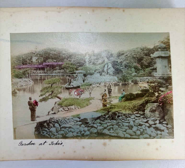 Vintage 19th Century Japanese Photo Album with 50 Hand Tinted Albumen Prints, 14cm x 9cm
