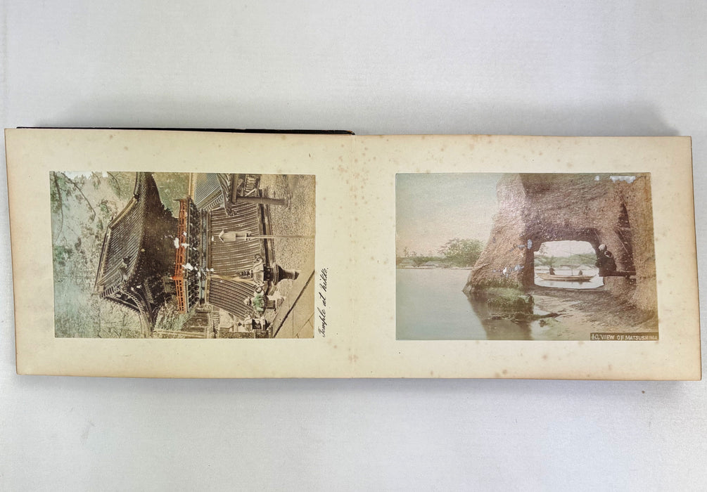 Vintage 19th Century Japanese Photo Album with 50 Hand Tinted Albumen Prints, 14cm x 9cm