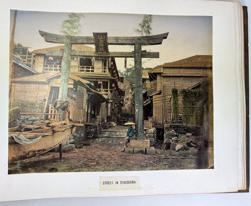 Vintage 19th Century Japanese Photo Album with Hand Tinted Albumen Prints, Studio of Kusakabe Kimbei