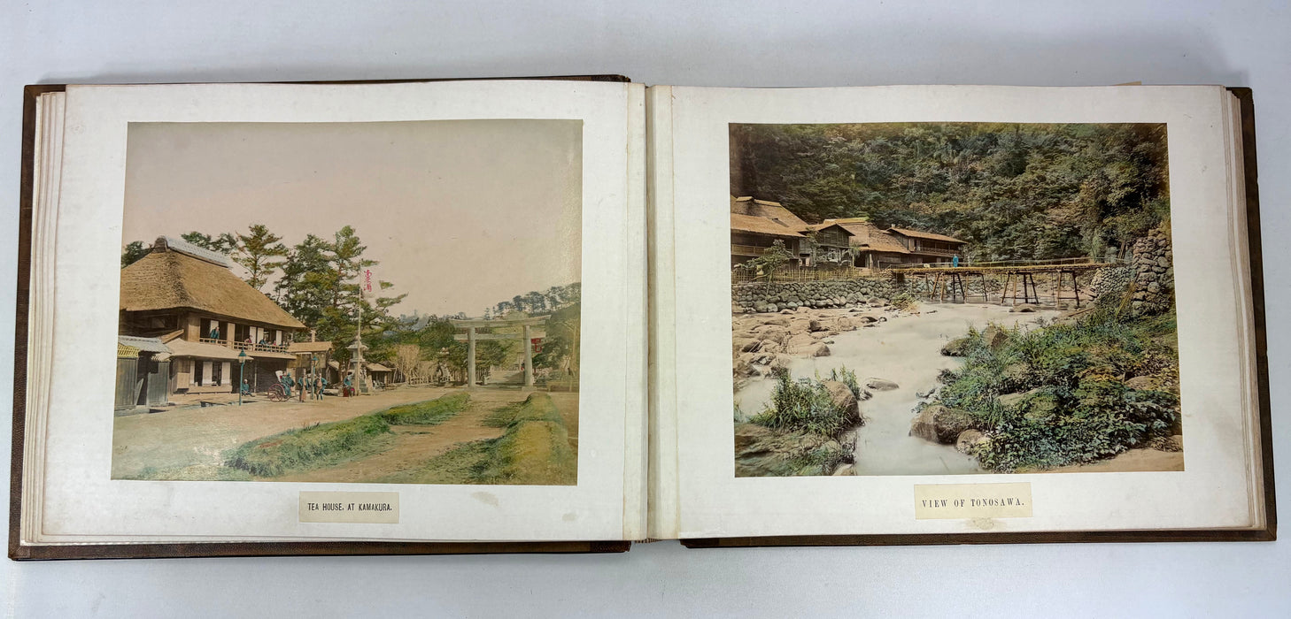 Vintage 19th Century Japanese Photo Album with Hand Tinted Albumen Prints, Studio of Kusakabe Kimbei