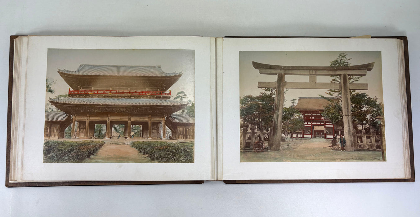 Vintage 19th Century Japanese Photo Album with Hand Tinted Albumen Prints, Studio of Kusakabe Kimbei