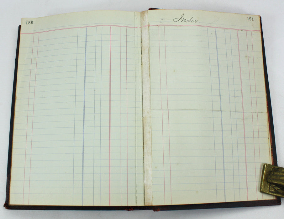 Vintage Accounts Ledger Book, Medium size 24cm. Largely Unused.