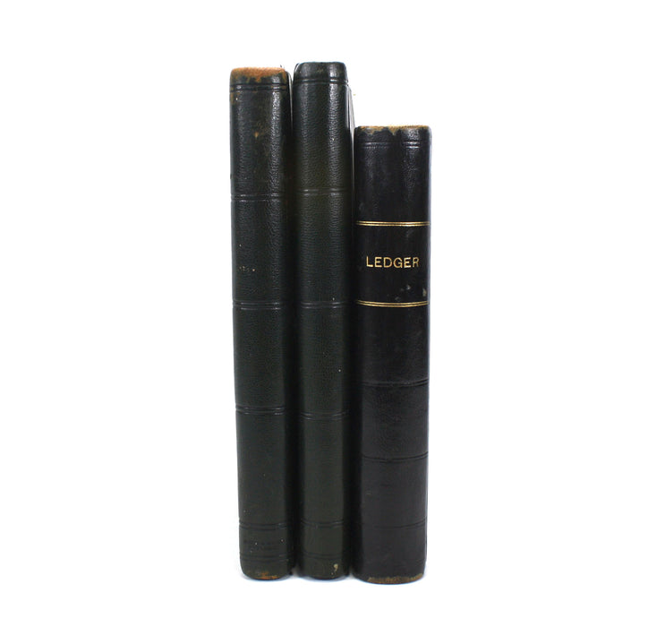 Vintage Accounts Ledger Books, A Group of 3 Ledgers with Brass Brahma Locks