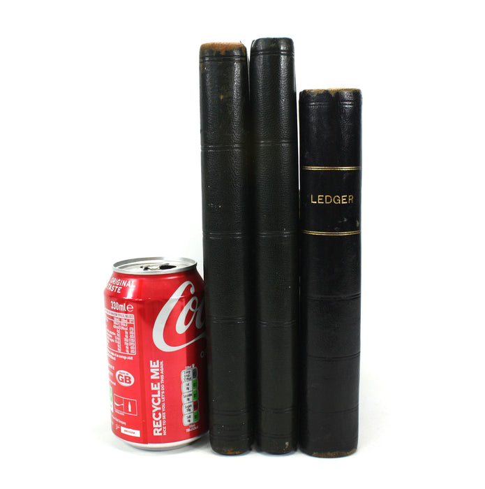 Vintage Accounts Ledger Books, A Group of 3 Ledgers with Brass Brahma Locks