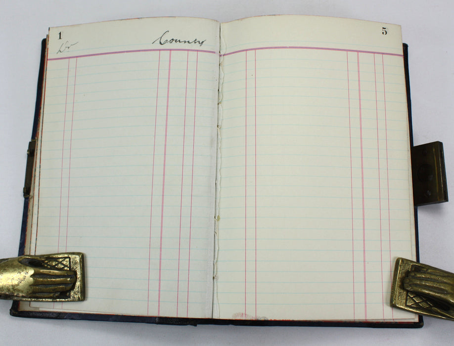 Vintage Accounts Ledger Books, A Group of 3 Ledgers with Brass Brahma Locks