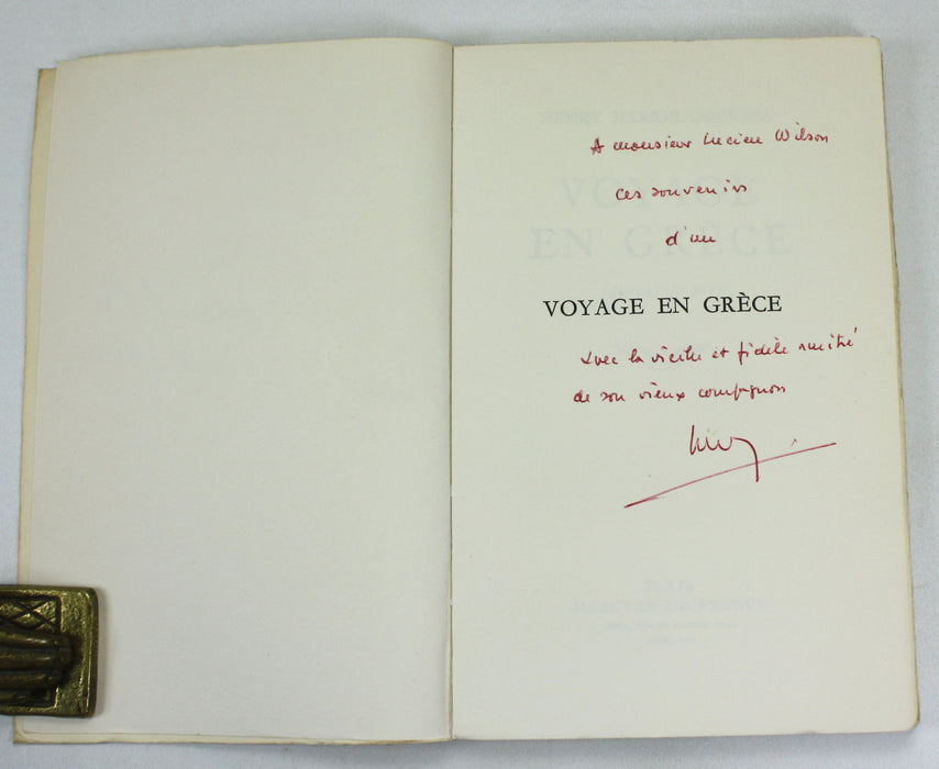 Voyage en Grece; Journal de bord, Henry Harrel-Courtes, 1957, author inscribed copy