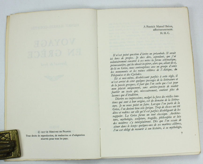 Voyage en Grece; Journal de bord, Henry Harrel-Courtes, 1957, author inscribed copy