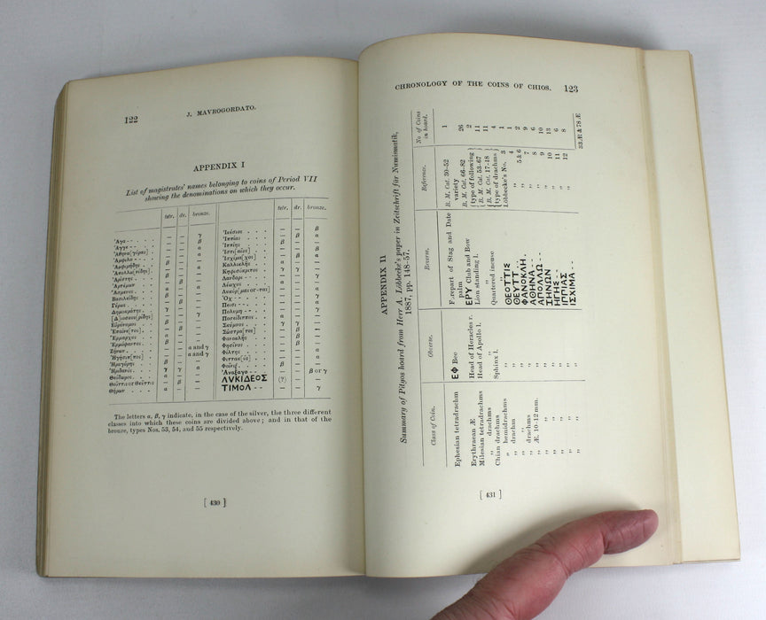 A Chronological Arrangement of the Coins of Chios, J. Mavrogordato, 1918, with Author's Signed letter