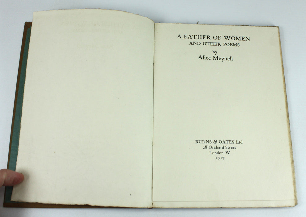 A Father of Women and Other Poems, inscribed by Alice Meynell, 1917