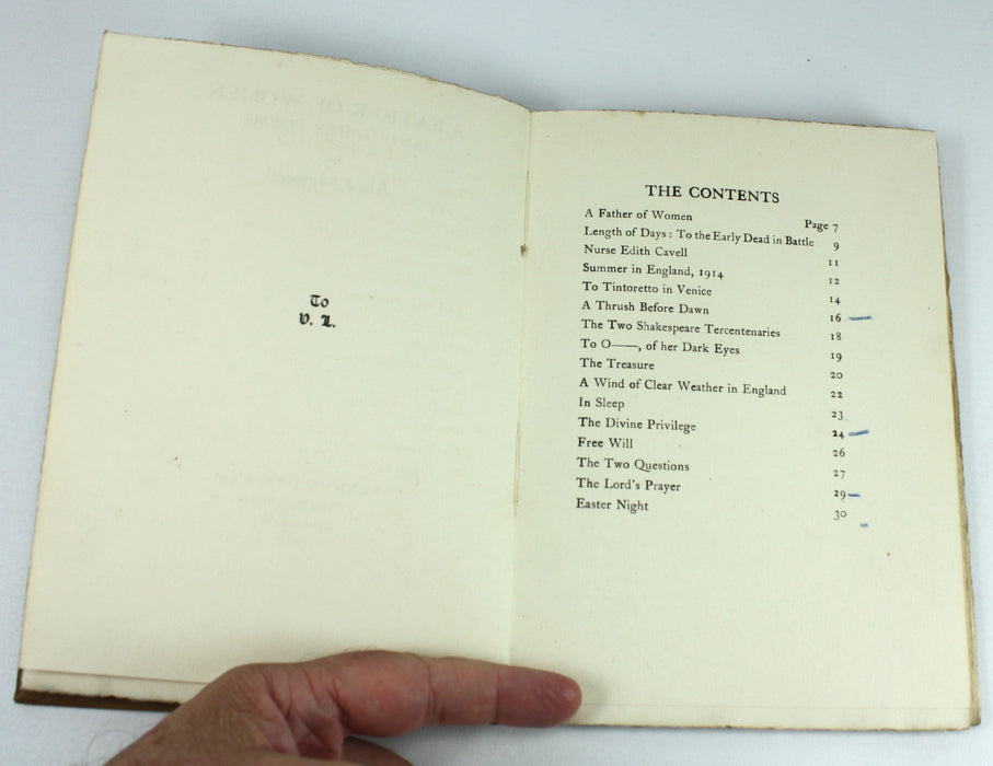A Father of Women and Other Poems, inscribed by Alice Meynell, 1917