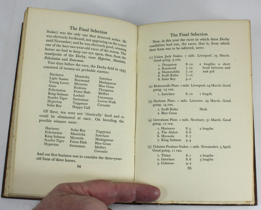 Horse Racing; A Guide to the Classics, or How to Pick the Derby Winner by Guy Griffith and Michael Oakeshott, 1936 Signed
