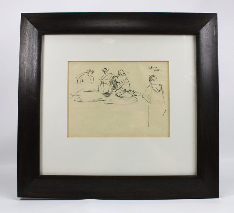 Alexander Graham Munro RSW - Framed drawing, Morocco Figure Study