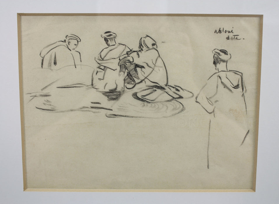 Alexander Graham Munro RSW - Framed drawing, Morocco Figure Study