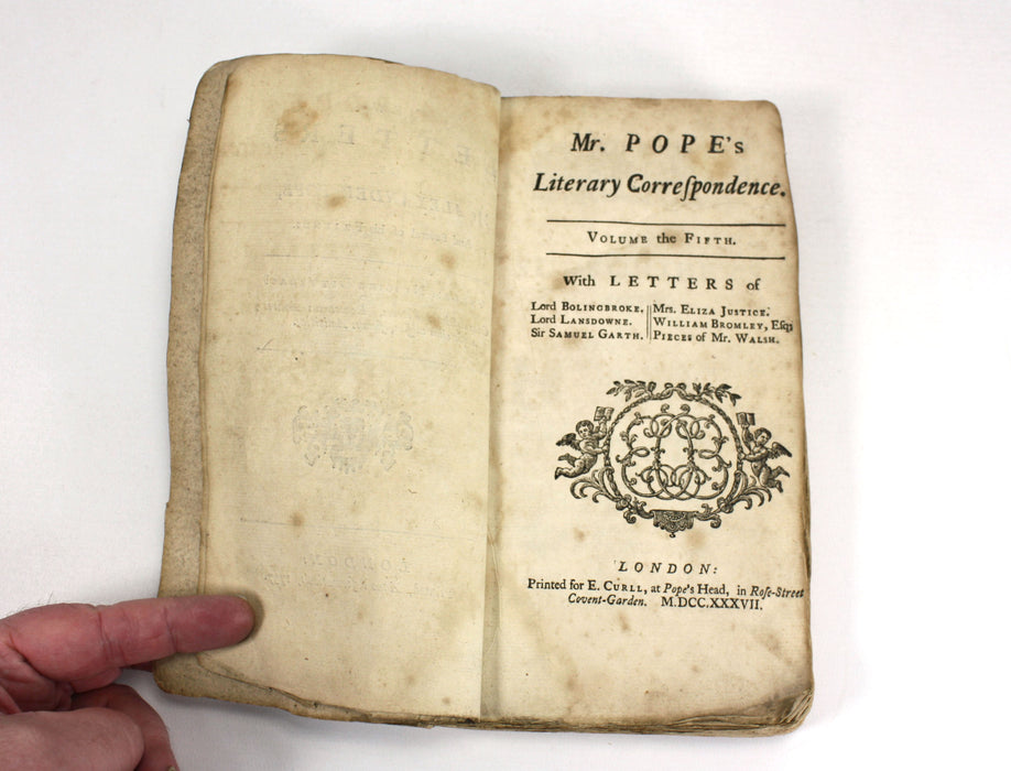 Alexander Pope Letters; Literary Correspondence, 1737